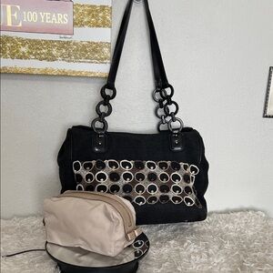 Rare! Salvatore Ferragamo Wool/Crochet Tote with Pouch